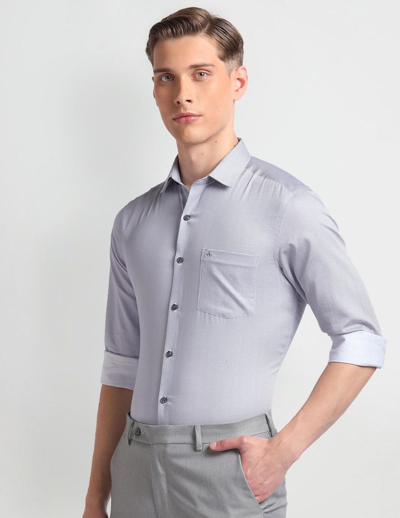 Arrow Men Slim fit Cotton Printed Long Sleeves Cutaway Collar Shirt(ARADOSH0834_Grey_40) - Image 2