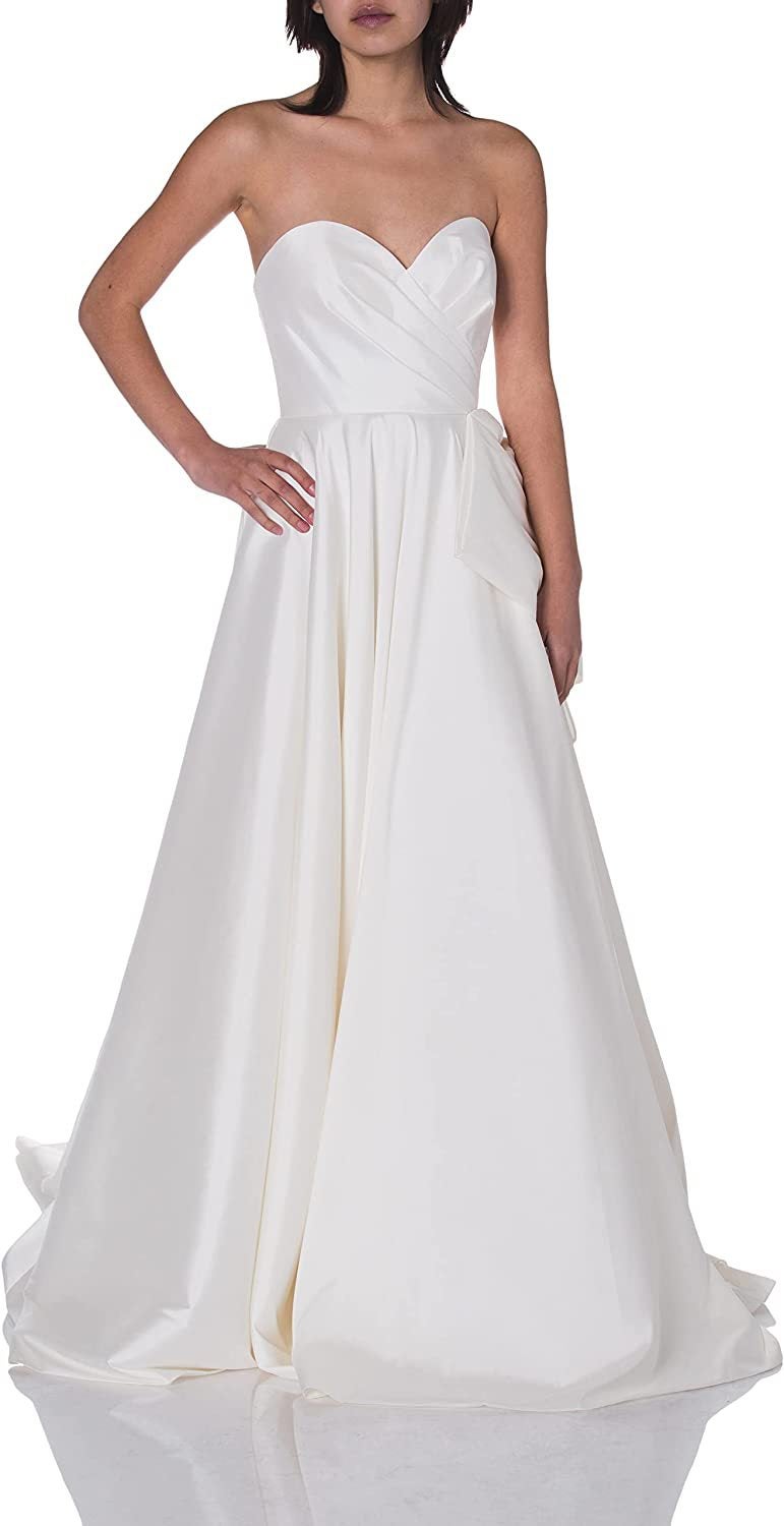Wedding Dress Tube Top Satin White Waist Slim Plus Size Backless Dress Wedding - Image 1