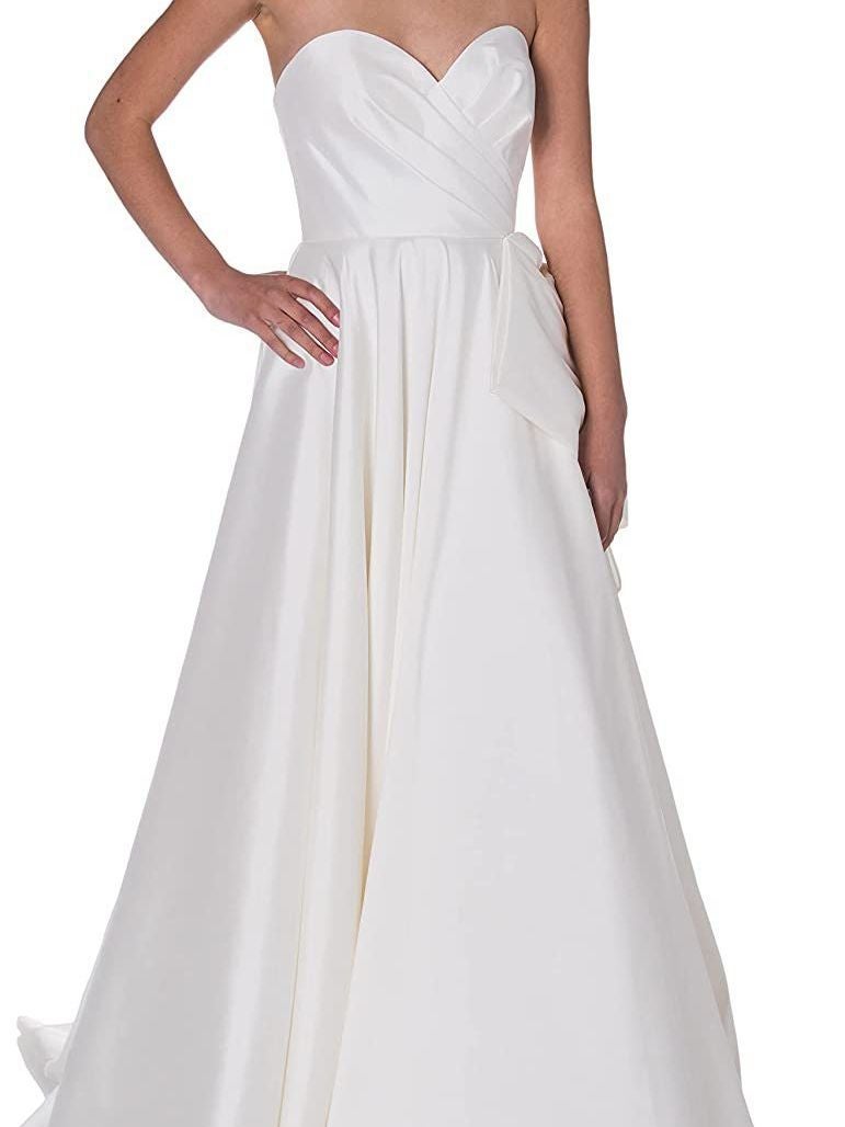 Wedding Dress Tube Top Satin White Waist Slim Plus Size Backless Dress Wedding - Image 4