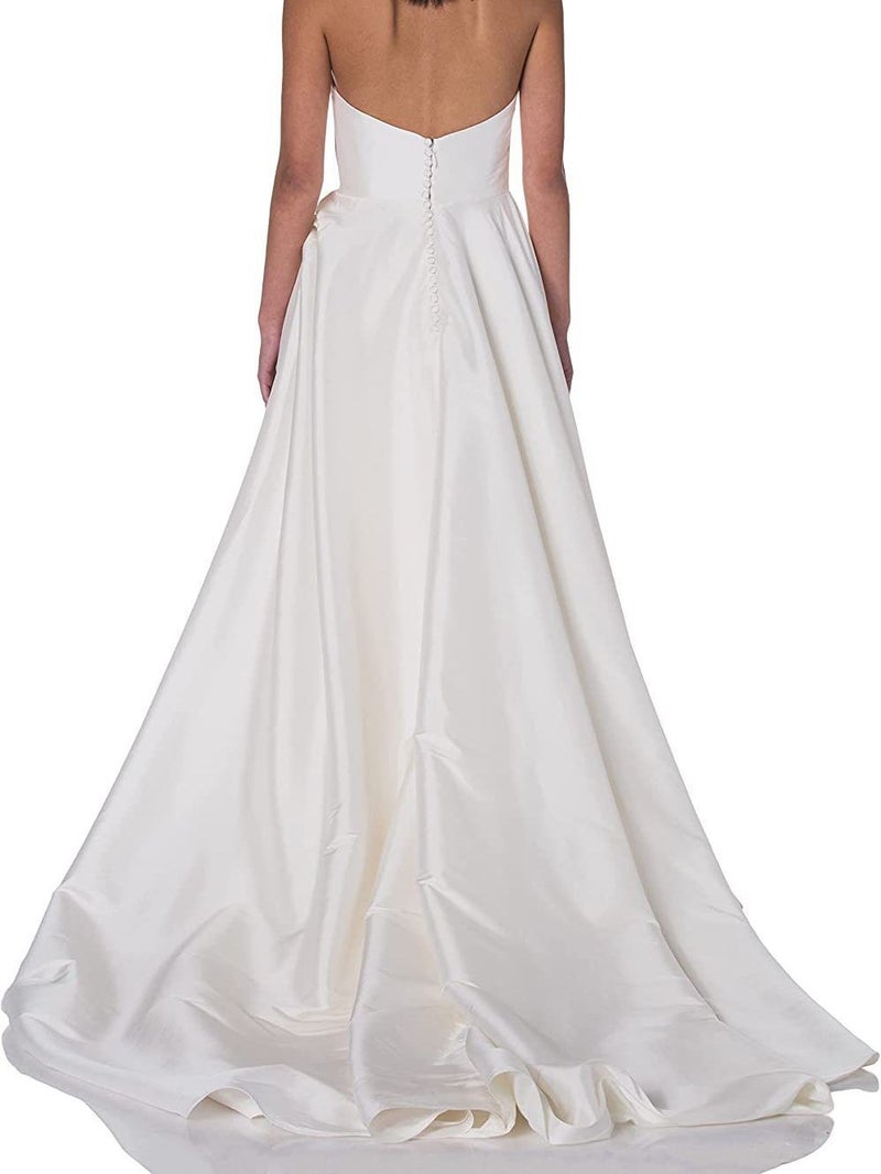 Wedding Dress Tube Top Satin White Waist Slim Plus Size Backless Dress Wedding - Image 3