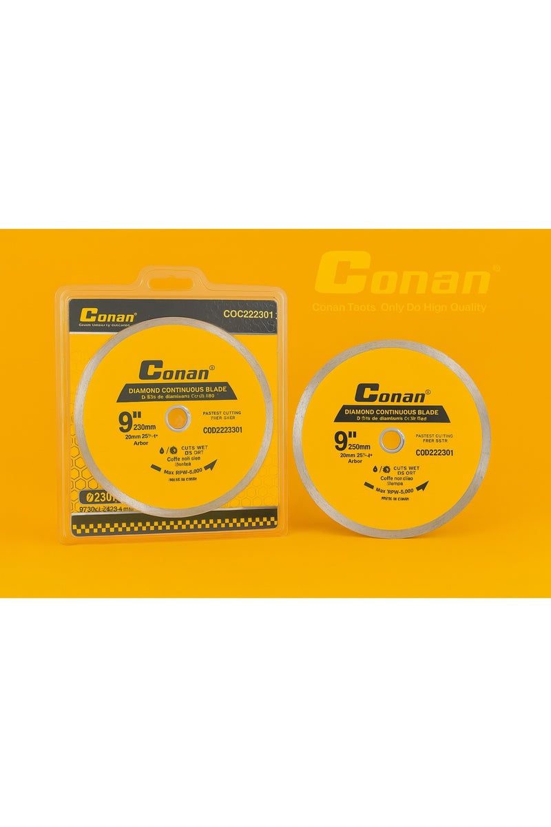 Conan 9" Diamond Continuous Blade COC222301 – Wet & Dry Cutting Disc, 6600RPM Max Speed for Concrete, Brick, and Tile - Image 3