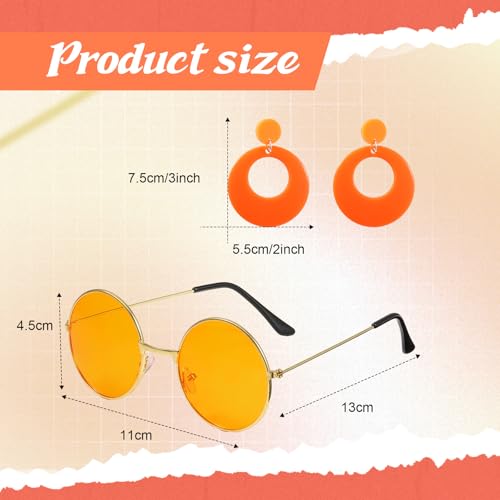 Leumoi 6 Pcs 60s 70s Disco Outfit Women Hippie Costume Accessories Flared Pants Headband Earrings Sunglass(Floral, X-Large) - Image 4
