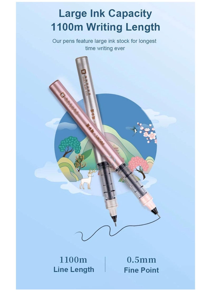 Y&D Black Ballpoint Pen, Straight Liquid Fine Tip Signature 0.5mm Ink Fast Dry, Smudge Free, Delicate Appearance for Office Work School Study (4 Count)  - Image 4