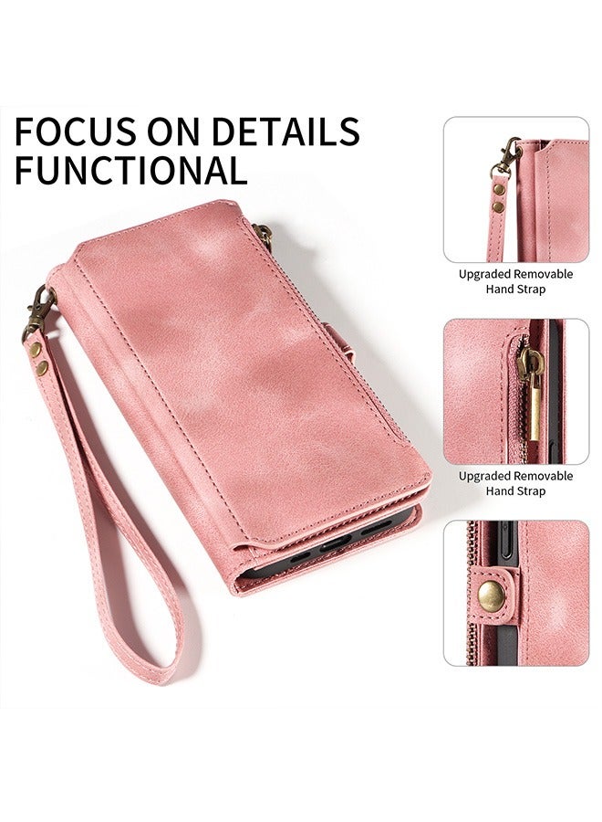 Phone Case for iPhone 15, RFID Blocking iPhone 15 Wallet Case for Women with Credit Card Holder Zipper Pocket PU Leather Protective Cover for Apple iPhone 15 Phone Case, Pink  - Image 5