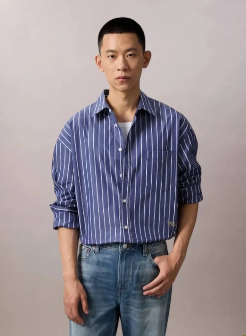 CALVIN KLEIN Oversized Stripe Long Sleeve Shirt