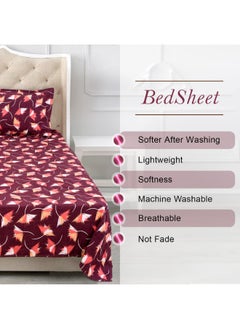 Status Status Contract Envogue Cotton Feel Double Bedsheet with 2 Pillow Covers for Bed Room, Home, Hotel-120 GSM (Maroon)  - Image 4