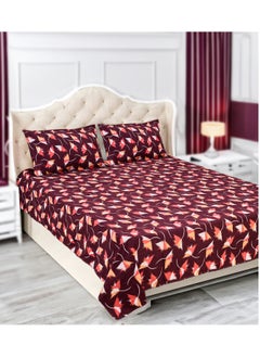 Status Status Contract Envogue Cotton Feel Double Bedsheet with 2 Pillow Covers for Bed Room, Home, Hotel-120 GSM (Maroon)  - Image 1