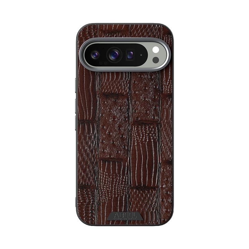 HuHa Case Cover For Google Pixel 9 / 9 Pro ABEEL Beast Pattern 6D Micro-Embossed MagSafe Genuine Leather Phone Case(Brown) - Image 2