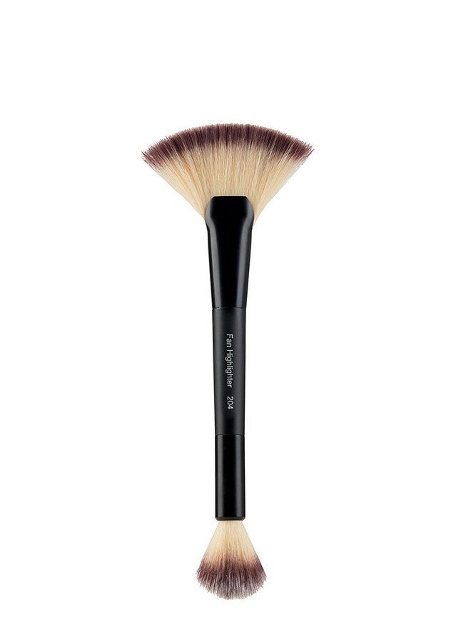 EVE PEARL Dual Brush Crease Blender Fan Highlighter Blush Contour Hypoallergenic Synthetic Easy Control And Blend Makeup Brushes (204 Fan Highlighter) - Image 2