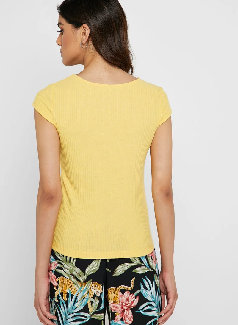 ONLY Button Detail Ribbed Top