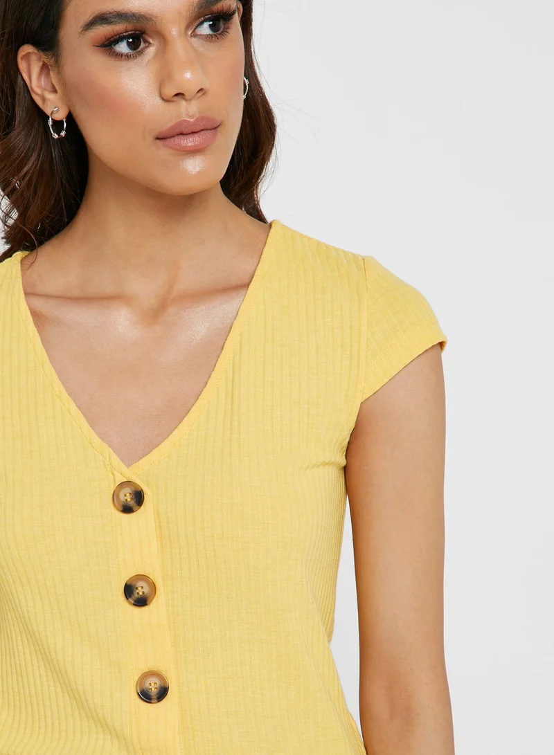 ONLY Button Detail Ribbed Top