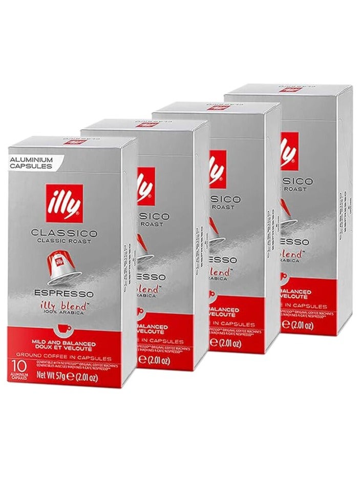 illy Espresso Classico Coffee, Classic Roast (Medium Roast) (40-Count single serve capsules, compatible with Nespresso Original Line System coffee machines) - Pack of 4 - Image 1