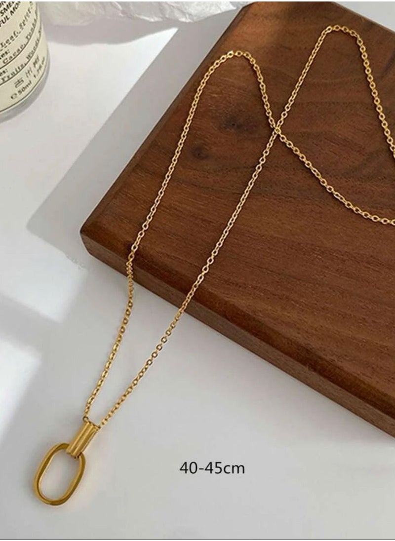 sixtyfour Elegant Stainless Steel Gold Plated Necklace For Women  - Image 5
