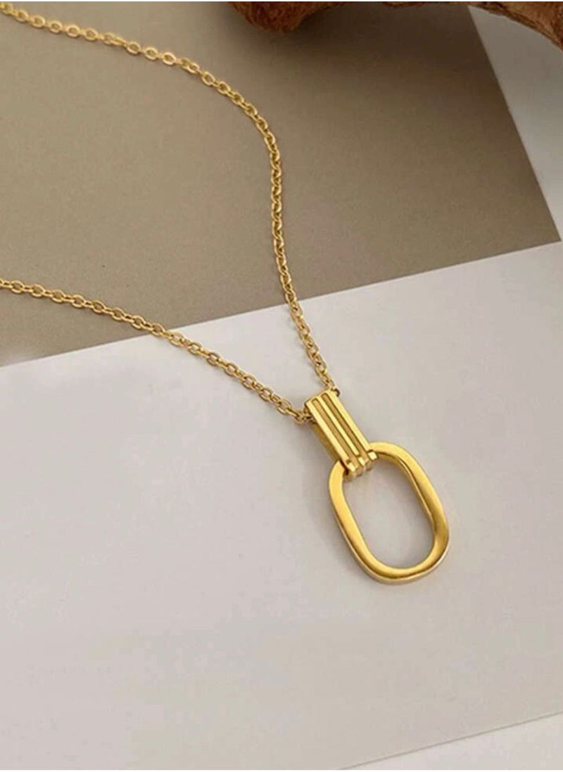 sixtyfour Elegant Stainless Steel Gold Plated Necklace For Women  - Image 4