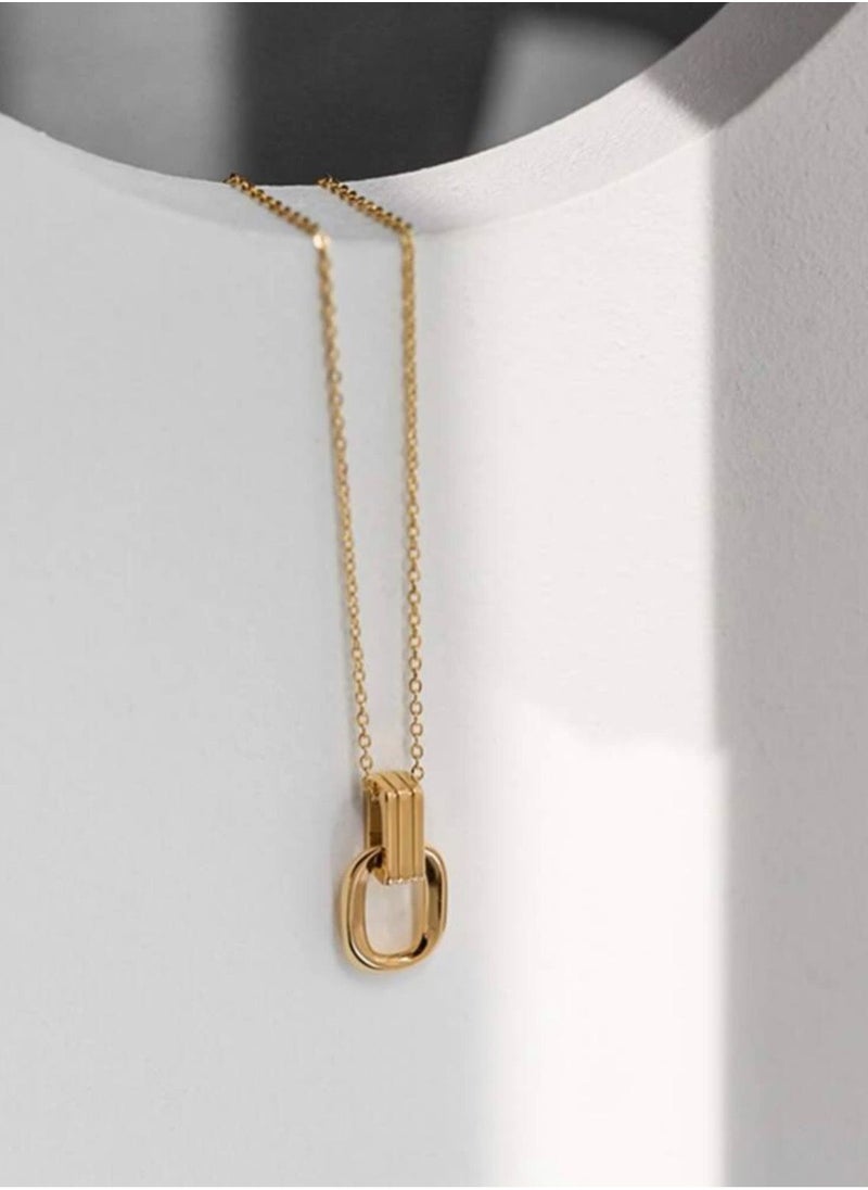 sixtyfour Elegant Stainless Steel Gold Plated Necklace For Women  - Image 3