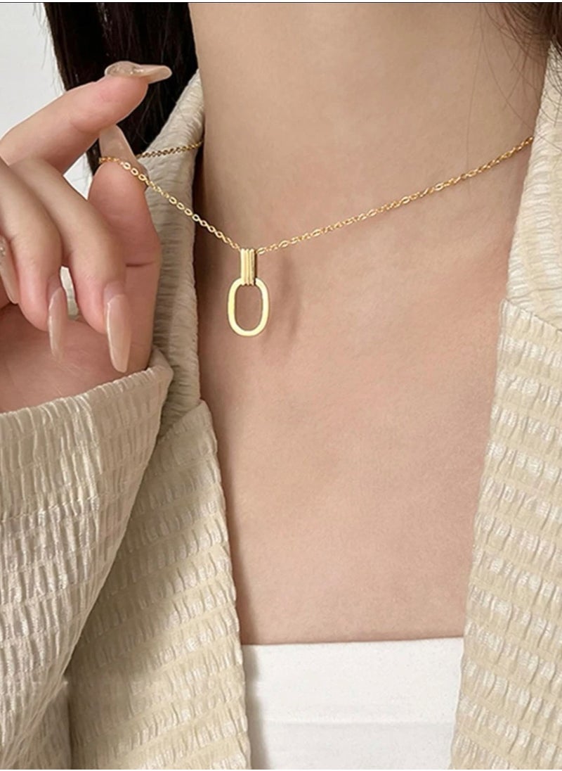 sixtyfour Elegant Stainless Steel Gold Plated Necklace For Women  - Image 1