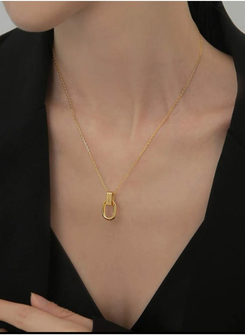 sixtyfour Elegant Stainless Steel Gold Plated Necklace For Women  - Image 2