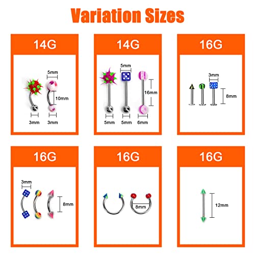 CrazyPiercing Lot of 110PCS Body Jewelry Piercing Eyebrow Navel Belly Tongue Lip Bar Ring - Image 4