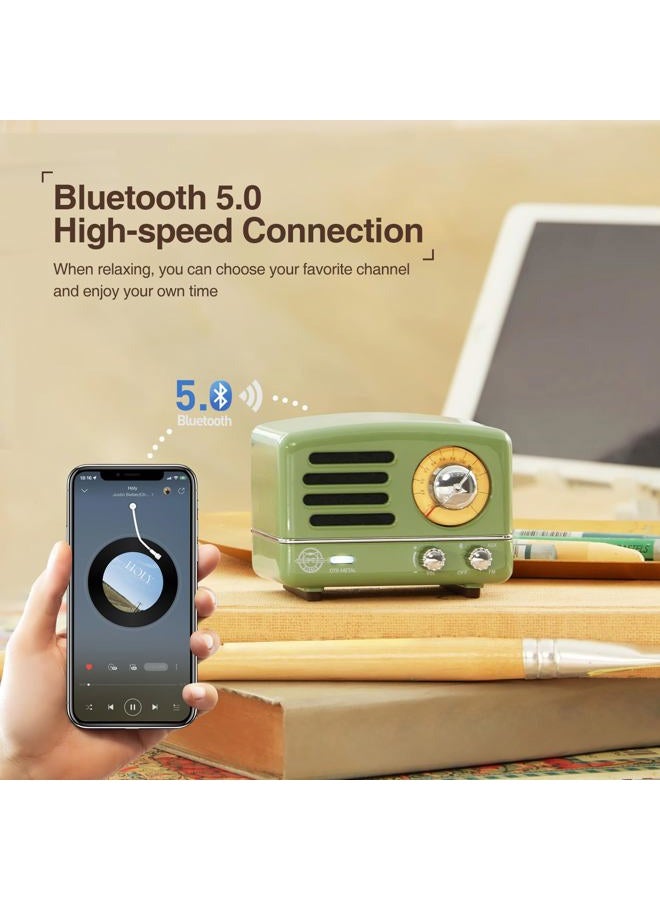 Muzen Portable Bluetooth Speaker, OTR Metal Retro Small Wireless Speaker, FM Radio with Antenna AUX, 10h+ Long Playtime, High Fidelity Stereo Audio with Suitcase, Room Office Decor, Festival Gift - Image 4