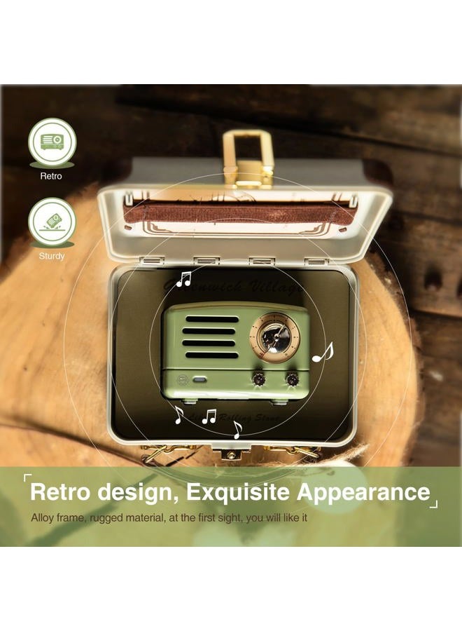 Muzen Portable Bluetooth Speaker, OTR Metal Retro Small Wireless Speaker, FM Radio with Antenna AUX, 10h+ Long Playtime, High Fidelity Stereo Audio with Suitcase, Room Office Decor, Festival Gift - Image 5