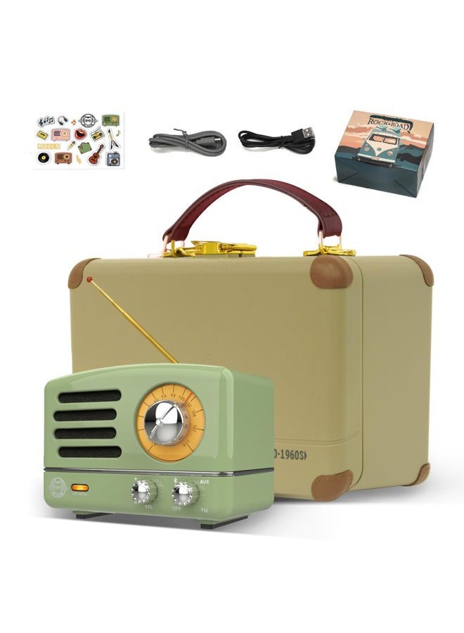 Muzen Portable Bluetooth Speaker, OTR Metal Retro Small Wireless Speaker, FM Radio with Antenna AUX, 10h+ Long Playtime, High Fidelity Stereo Audio with Suitcase, Room Office Decor, Festival Gift - Image 1