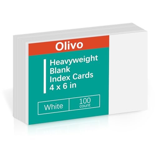 Olivo Blank Index Cards 4x6 Unlined Unruled Flash Note Cards 4" x 6", White, 100 Count, 220 GSM Heavy Weight - Image 1