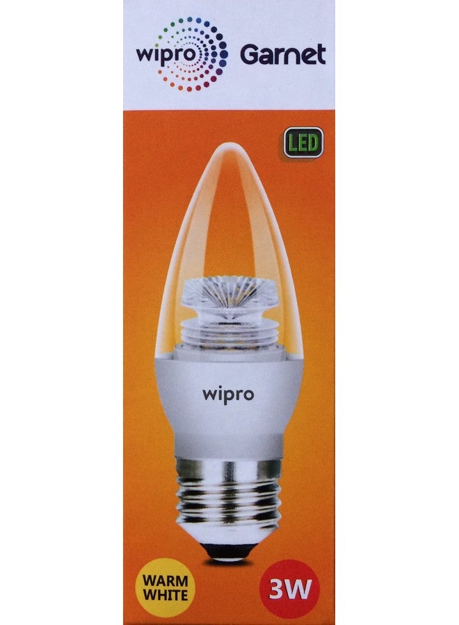 WIPRO مصباح وِيبرو غارنيت 3 واط قاعدة E27 شفاف شمعة LED | أبيض دافئ (2700K) | عبوة من 10 | بصرية شفافة لتأثير متلألئ | مصباح LED خيطي للمنزل، المكتب، الثريا، ظل مصباح زخرفي - Image 2