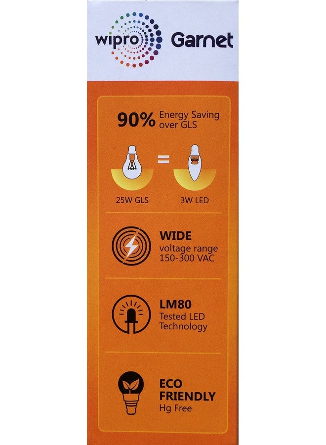 WIPRO مصباح وِيبرو غارنيت 3 واط قاعدة E27 شفاف شمعة LED | أبيض دافئ (2700K) | عبوة من 10 | بصرية شفافة لتأثير متلألئ | مصباح LED خيطي للمنزل، المكتب، الثريا، ظل مصباح زخرفي - Image 4