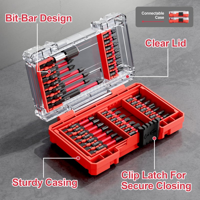 YOSIGHT 35Pcs Screwdriver Bits Set S2 Steel Screwdriver Impact Kit With a Storage Case, Used for Power Screwdrivers and Electric Drill Drivers - Image 5