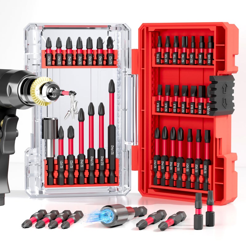 YOSIGHT 35Pcs Screwdriver Bits Set S2 Steel Screwdriver Impact Kit With a Storage Case, Used for Power Screwdrivers and Electric Drill Drivers - Image 1