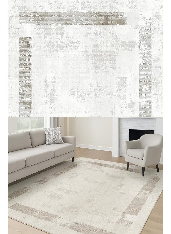 KOVAR Modern Area Rug, Abstract Distressed Pattern-Area Rugs Soft Modern Rug Carpet Geometric Stripe Rug Non Slip Cashmere Rug for Bedroom Living Room Floor Mat - Image 2
