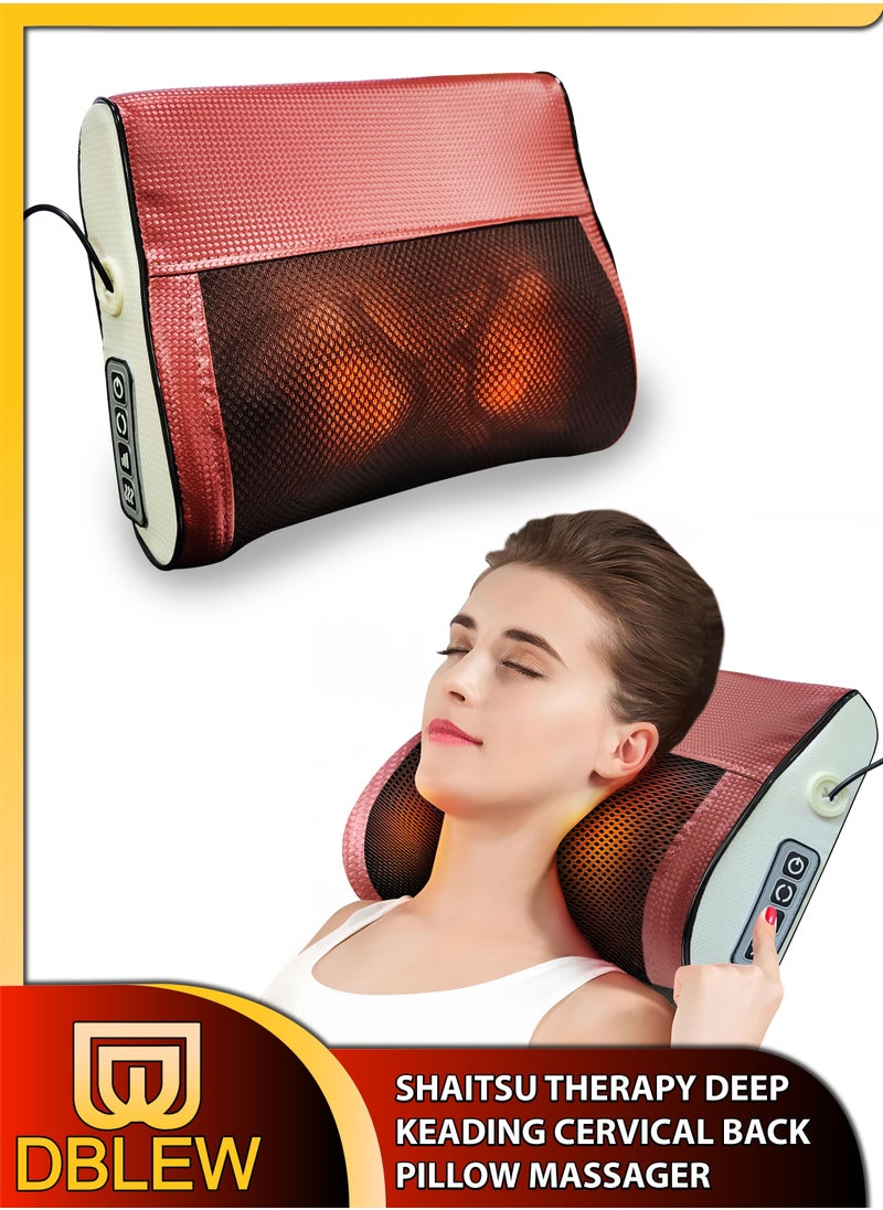 DBLEW - Shiatsu Neck And Shoulder Massage Electric Pillow Massager Machine Back Cervical Relaxation Cushion 8 Heads Warm Heating Kneading Deep Tissue Therapy Body Spine Calf Thigh Leg Foot Muscle Pain Relief - Image 1