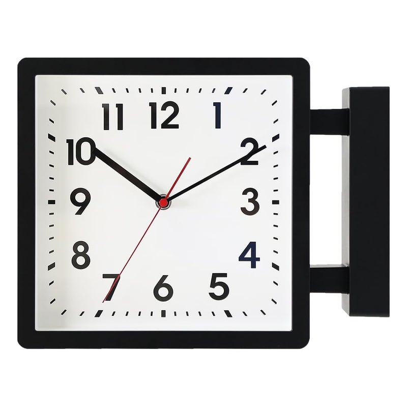 BESTIME 66295A Double Sided Plastic Wall Clock with Black Frame Simple Design Classic Station Clock Quiet Elegant and Generous Style Suitable for Home Office Living Room Kitchen Bedroom