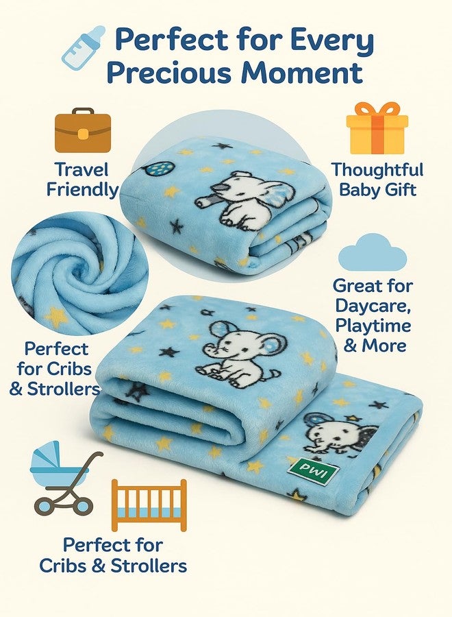 PWI Supersoft Baby Blanket Wrapper for Newborn | 30x40 inches | Lightweight AC Blanket for 0-2 Years | Ultra Soft & Skin-Friendly | Pack of 1 -Blue - Image 3