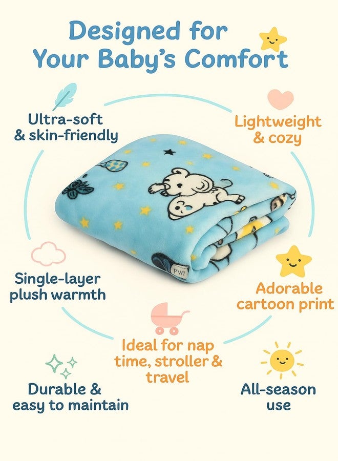 PWI Supersoft Baby Blanket Wrapper for Newborn | 30x40 inches | Lightweight AC Blanket for 0-2 Years | Ultra Soft & Skin-Friendly | Pack of 1 -Blue - Image 4