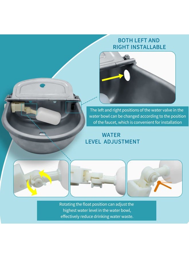 COMVIEE Automatic Animal Drinking Water Bowl, 304 Stainless Steel Waterer for Dog Horse Goat Pig Cow, Livestock Water Trough Dispenser with Pipe Hose, 2 Float Valves, Quick Connecter, Expansion Bolt - Image 4