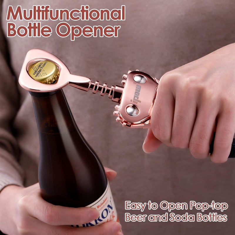 IPOW Wine Opener, Zinc Alloy Wine Bottle Opener, Wing Corkscrew Heavy Duty, Manual Multifunctional Cork Screw for Waiter,Rose Gold - Image 3
