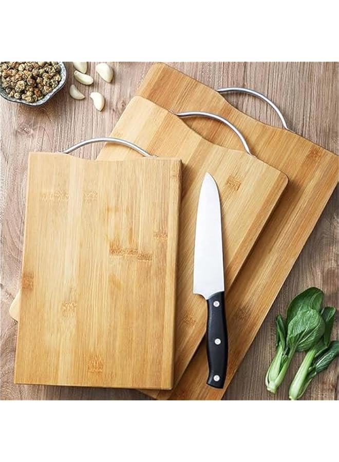 TRASSLE Bamboo Cutting Board Set of 3 - With Handles - Heavy Duty & Durable Thick Wooden Cutting Boards for Kitchen, Meat, Vegetables and Cheese - Large, Medium & Small - Image 2