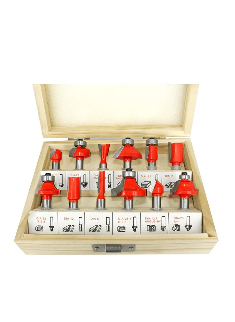 MLD MLD Multi Shapes 14 inch Router Bits Set 12 Pcs for RouterTrimmerCutterMilling DesignedTrimmer Specially Designed for Wood Working Carbide ToolSize 8 mmColorMulti MaterialCarbon steel  - Image 1