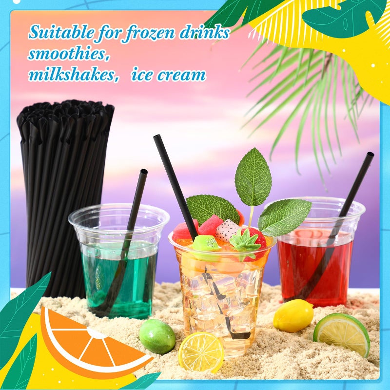Eaasty 500 Pcs Snow Cone Spoon Straws  Flexible Plastic Flexible Disposable Drinking Straws  Disposable Plastic Sip Stir Sticks (Black) - Image 1
