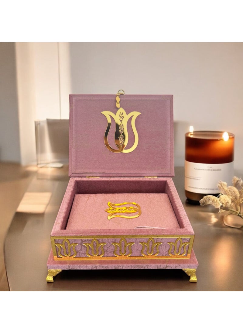 OLUDENIZ Velvet Quran Set with Golden Accents – Luxurious Islamic Gift for Home, Office & Special Occasions  - Image 3