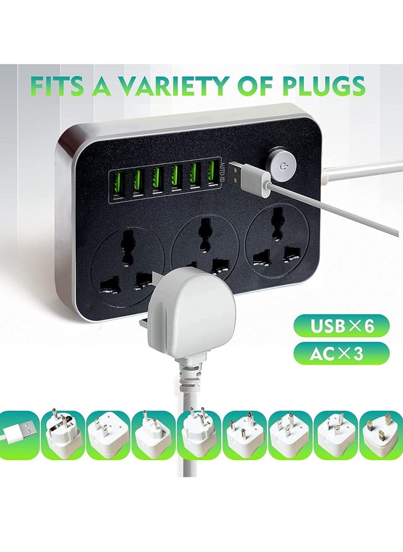 ELTRAZONE موزع طاقة مع 3 مآخذ و 6 منافذ USB – كابل تمديد ثقيل 2 متر - Image 4