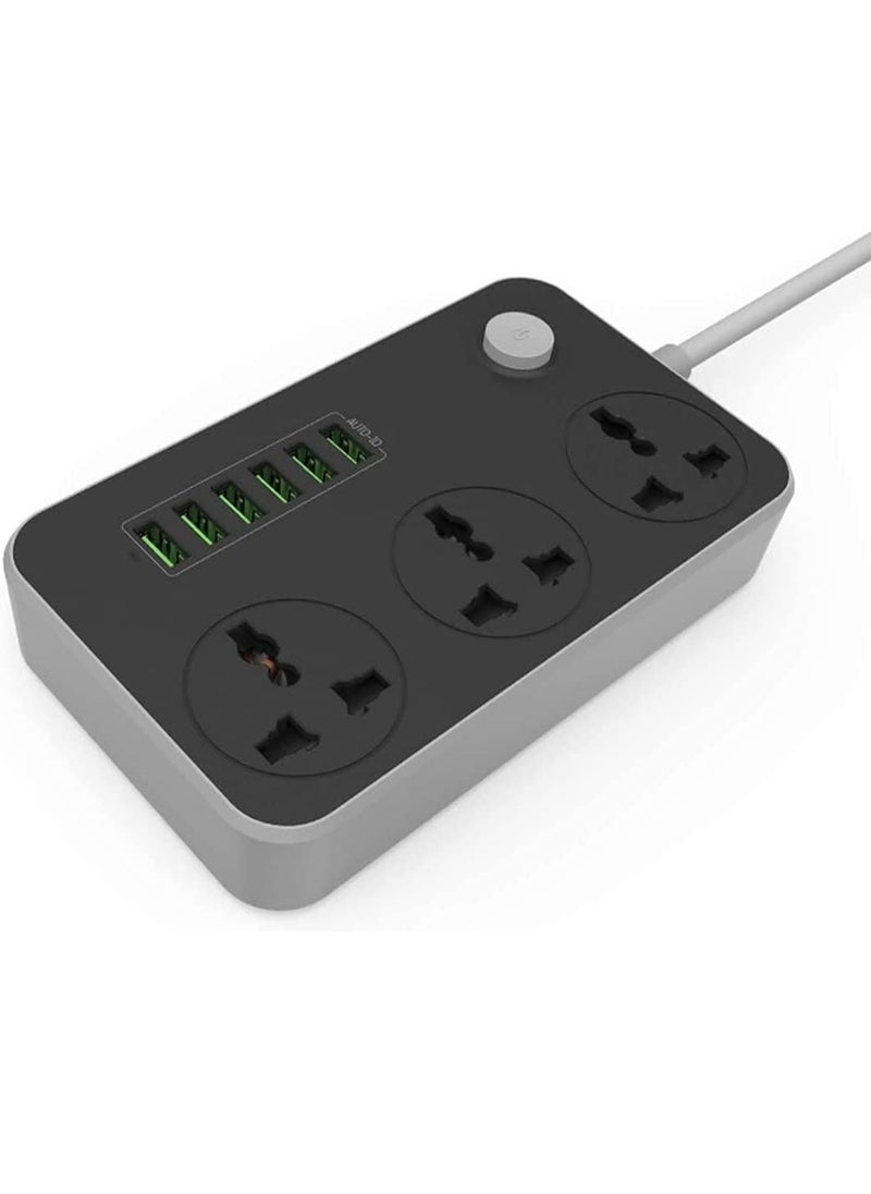 ELTRAZONE موزع طاقة مع 3 مآخذ و 6 منافذ USB – كابل تمديد ثقيل 2 متر - Image 2