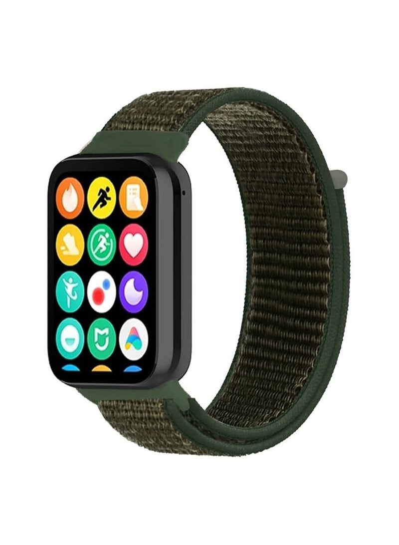 حزام ساعة رياضي قابل للتنفس لساعة Redmi Watch 4/Mi Band 8 Pro، سوار بديل من النايلون لساعة Mi Band 9 Pro (زيتوني داكن)