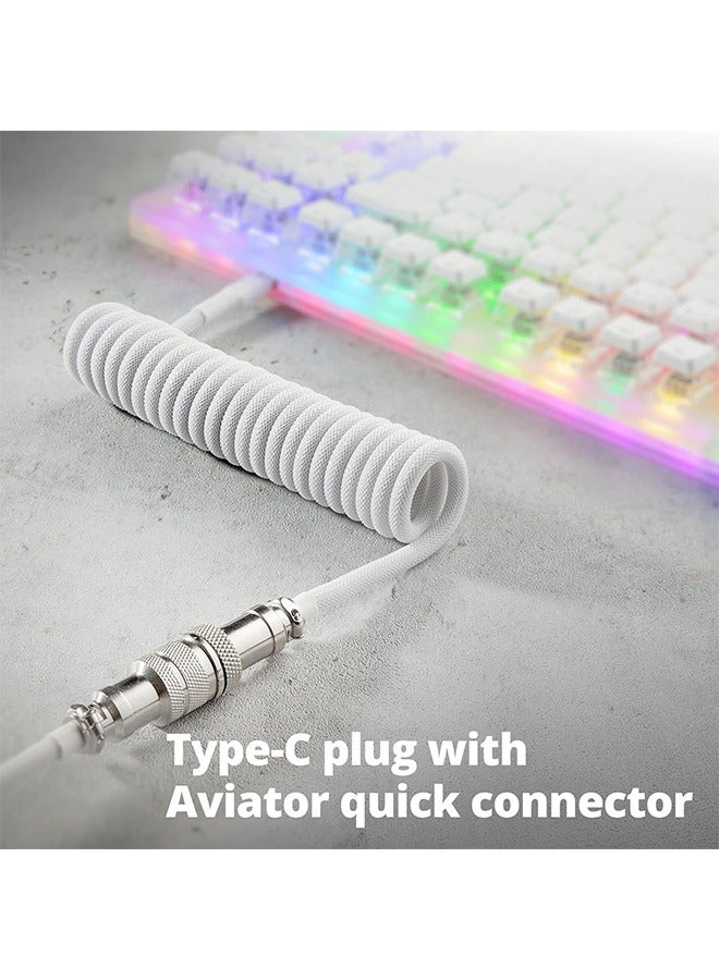 Detachable Mechanical Gaming Keyboard Wire Data Cable,with Spring Extension and Type C to USB A Mix 1.5M for Gaming Keyboard and Cellphone, White - Image 5
