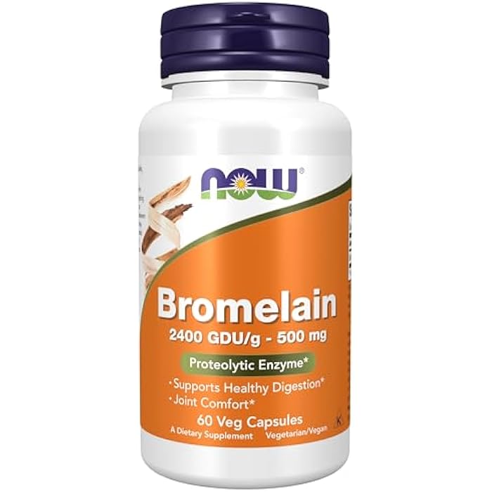 now Supplements, Bromelain (Natural Proteolytic Enzyme) 2,400 GDU/g - 500 mg, Natural Proteolytic Enzyme*, 60 Veg Capsules - Image 1