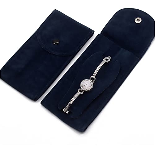 xianshengle Watch Pouch, Watch Roll, Watch Travel Case for Men and Women Portable Velvet Watch Pouch Watch Storage Bag ​and Organizer Protective Watch Box Pouch with (2 pieces Blue) - Image 2