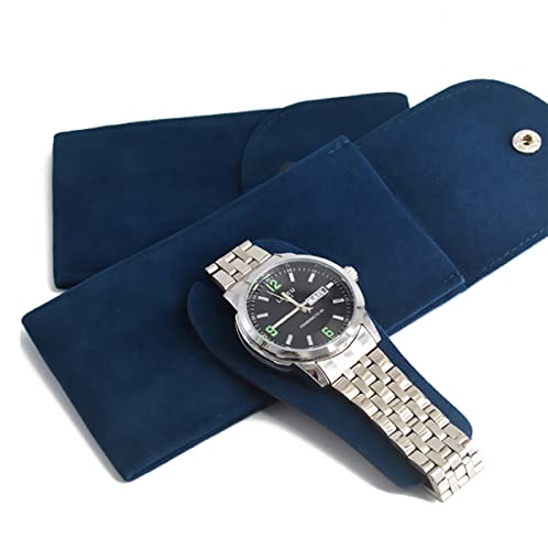 xianshengle Watch Pouch, Watch Roll, Watch Travel Case for Men and Women Portable Velvet Watch Pouch Watch Storage Bag ​and Organizer Protective Watch Box Pouch with (2 pieces Blue) - Image 3