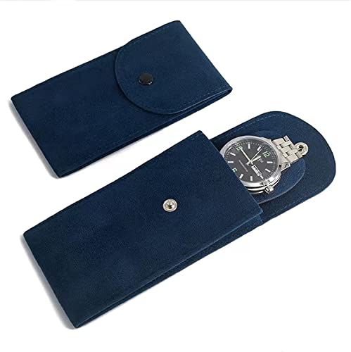 xianshengle Watch Pouch, Watch Roll, Watch Travel Case for Men and Women Portable Velvet Watch Pouch Watch Storage Bag ​and Organizer Protective Watch Box Pouch with (2 pieces Blue) - Image 1