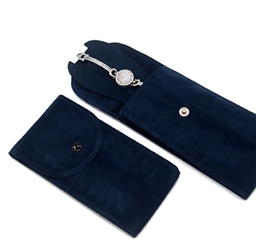 xianshengle Watch Pouch, Watch Roll, Watch Travel Case for Men and Women Portable Velvet Watch Pouch Watch Storage Bag ​and Organizer Protective Watch Box Pouch with (2 pieces Blue) - Image 4